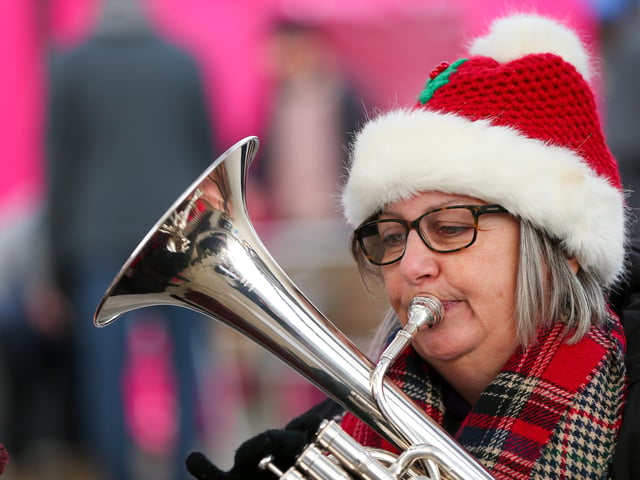 Player in Denmead Brass. Waterlooville Christmas market
Picture: Chris Moorhouse