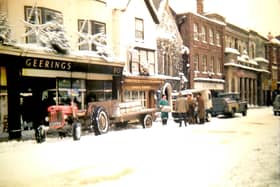 North Street, Chichester in the snow. Milk had to be delivered by tractor.