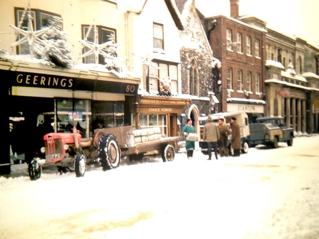 North Street, Chichester in the snow. Milk had to be delivered by tractor.
