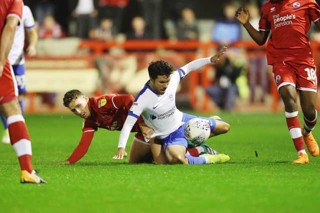 Danny Rose in the thick of the action against Crawley in the Checkatrade Trophy in October 2018. Picture: Joe Pepler