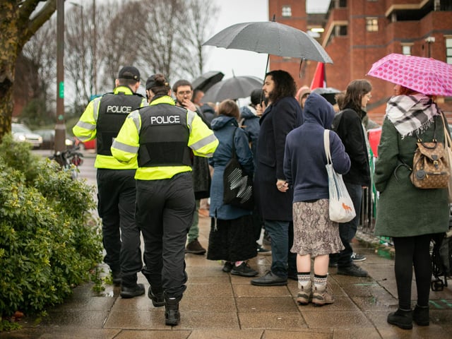 Pro Palestine protest outside Unicorn Gate of the Navy base on Thursday 29th of February 2024Picture: Habibur Rahman: