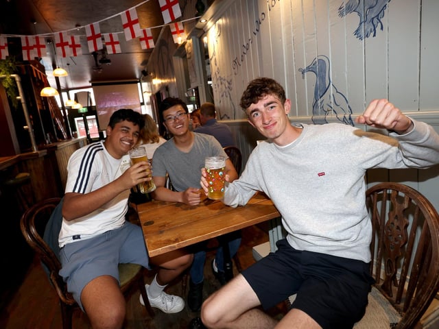 Fans celebrate the victory in The Vaults on Albert Road.Picture: Sam Stephenson.