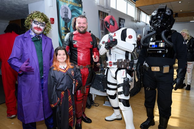 Pictured is: A Joker, Hermione Granger, Dead pool and couple of Star Wars Characters

Picture: Keith Woodland (140421-6)