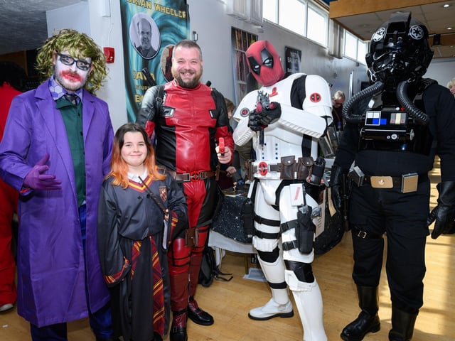 Pictured is: A Joker, Hermione Granger, Dead pool and couple of Star Wars Characters
Picture: Keith Woodland (140421-6)
