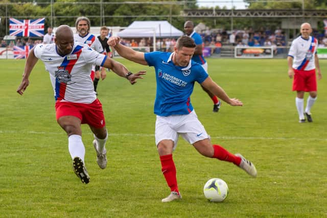 David Norris pulled on the Pompey shirt once more for the Lee Rigby Memorial Cup against Rangers at AFC Portchester in June 2022. Picture: Mike Cooter (030622)