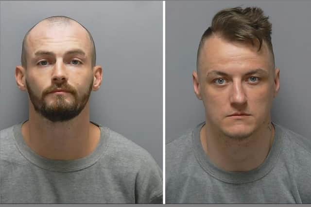 Ryan Keen, 25, of no fixed address, and Gary Crawley, 31, of Queens Road in Fareham, were jailed for three years at Portsmouth Crown Court for robbing a taxi driver in Fareham. Picture: Hampshire police