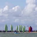 The Formula Kite European Championships start in Portsmouth, Southsea on Thursday 21st September 2023

Pictured: Competitors on the fith wave of the race going past Spinnaker Tower
Picture: Habibur Rahman