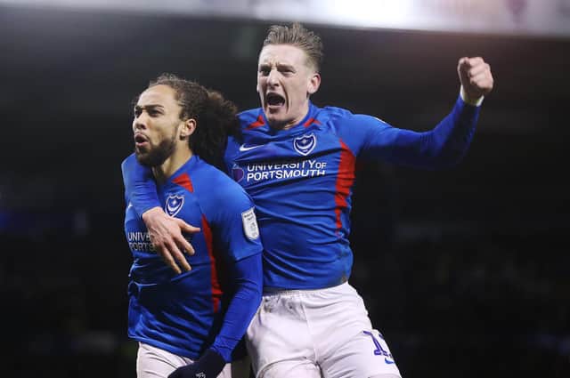 Ronan Curtis with Pompey team-mate Marcus Harness