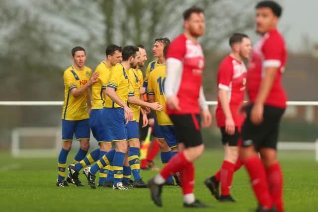 Meon's first goal celebration. Picture: Chris Moorhouse