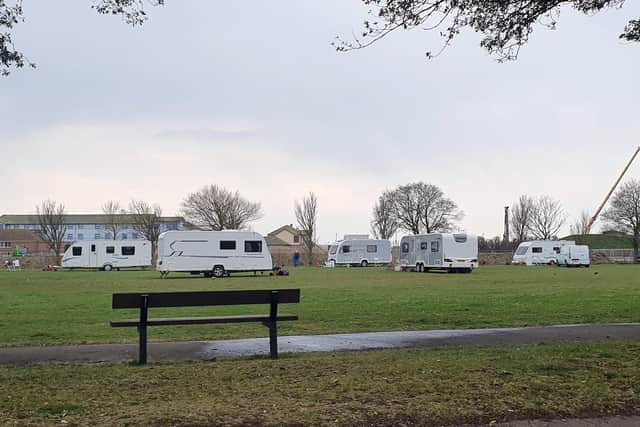 Travellers on park opposite Pembroke Road, Southsea on 17 April 2021
Picture: Habibur Rahman