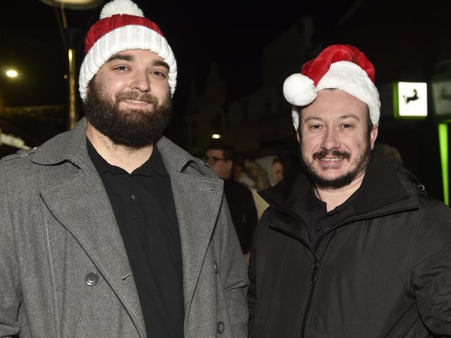 Christmas lights in High Street, Cosham, were switched on during the evening of Friday, November 22, 2024.
Pictured is: (l-r) Chris Ballard and Steve Raven from Portsmouth.
Picture: Sarah Standing (221124-6419)