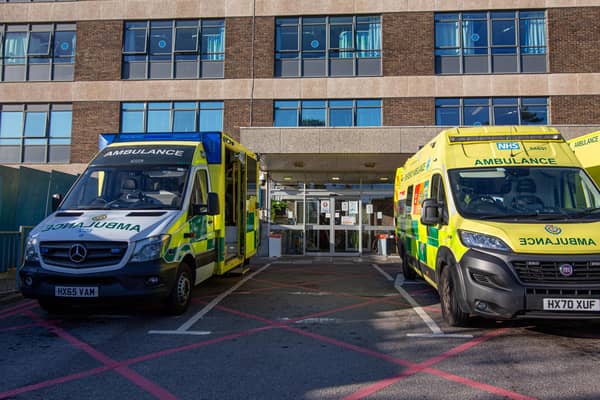 Ambulances pictured outside A&E at Queen Alexandra Hospital 
Picture Habibur Rahman