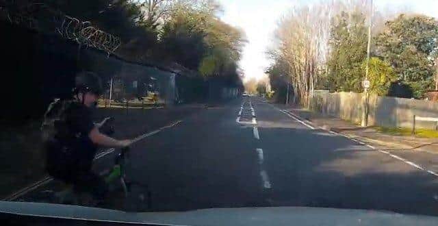 A Gosport couple have caught a hair-raising near miss on their car's dash-cam.