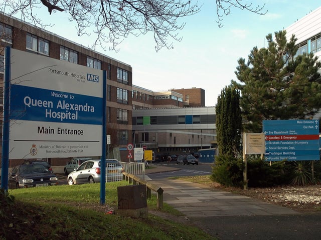 A view of the entrance approach to Queen Alexandra Hospital at Cosham, Portsmouth taken in 2007