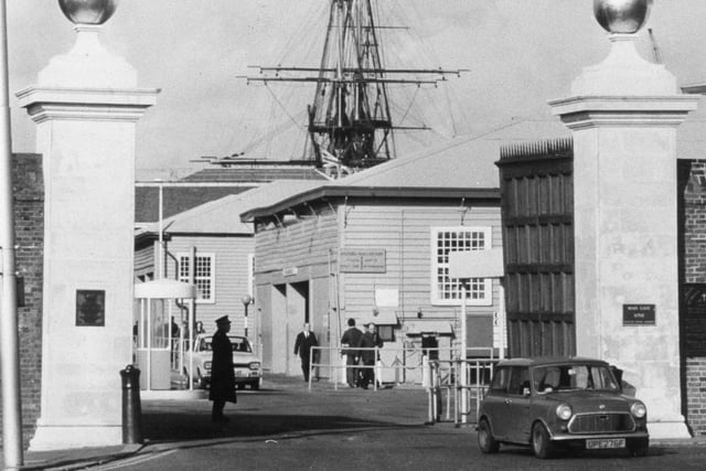 The entrance to Portsmouth Historic Dockyards on March 12 1980. The News PP3496