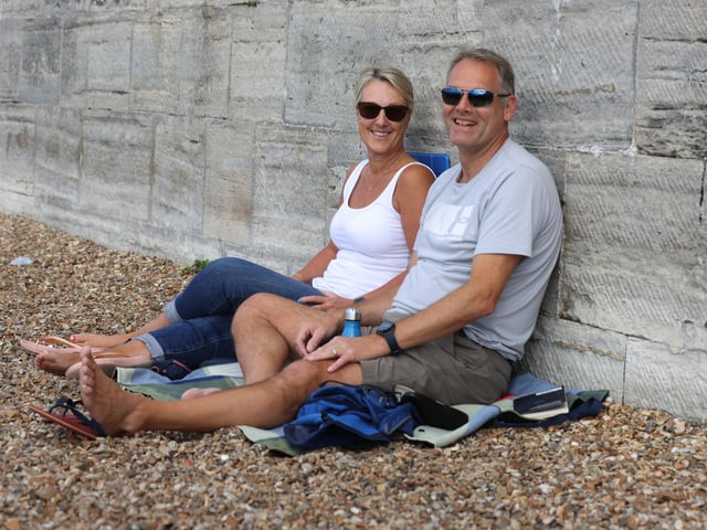 Scenes in Portsmouth and Southsea of people enjoying the Bank Holiday Monday. Pictured is Michelle and Peter Jones.
Monday 28th August 2023.
Picture: Sam Stephenson.