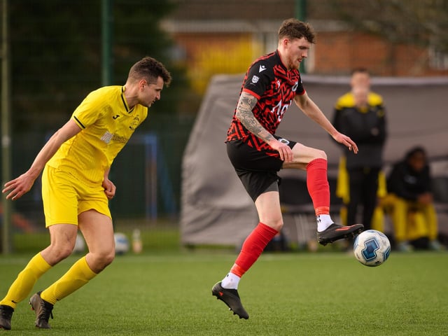 Action from Harvest's 4-1 win at home to Locks Heath (red and black kit) in the Hampshire Premier League. Picture: Keith Woodland (180321-443)