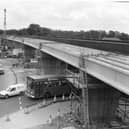 Work on the Quay Street roundabout flyover at Fareham, looking north in August 1985. The News PP989