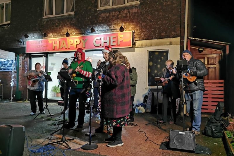 The Yukes of Hazard play to the crowds at the Clanfield Christmas late night shopping