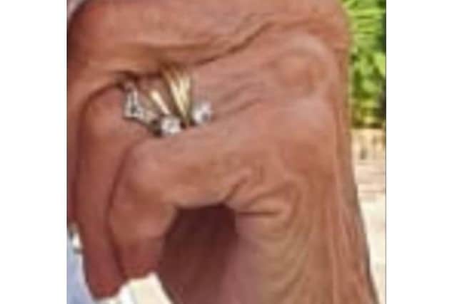 Beryl Owen's diamond ring has gone missing - while her two outermost rings have remained in place.