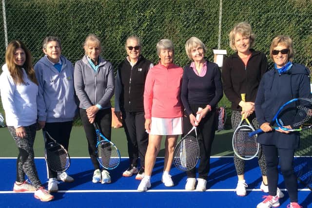 Rowlands Castle v Avenue ladies masters. From left - Denise Simper, Linda Wainwright, Sarah Long, Mary Robinson, Jane Whitaker, Sue Palmer, Jane Mellor, Debbie Tapley