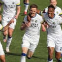 Jake McCarthy, right, is quickly joined by two-goal Manny Duku after his stunning opener in the win over eight-man Eastbourne Borough Picture: Dave Haines