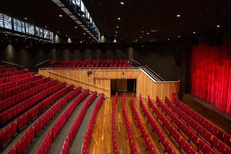 The view from the side of the 800-seat main auditorium