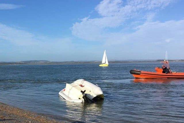 Hayling Lifeboat was deployed to rescue a man from his catamaran after it started taking on water.