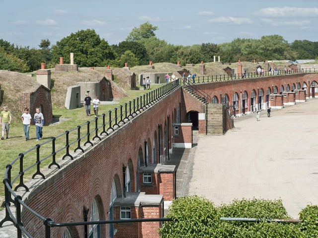 Fort Brockhurst in Gosport is one of a number of forts built in the 1850s and 1860s to protect Portsmouth and its vital harbour against a French invasion. Largely unaltered, the parade ground, gun ramps, moated keep, washrooms and armoury can all be viewed. It is one of the popular locations involved in Gosport Heritage Open Days.