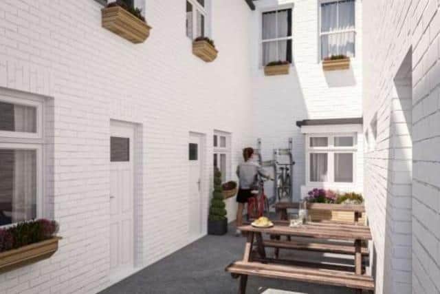 A CGI version of the shared outdoor space proposed for the HMO