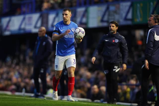 Pompey skipper Lee Brown misses the trip to Lincoln through a one-match suspension. Picture: Joe Pepler