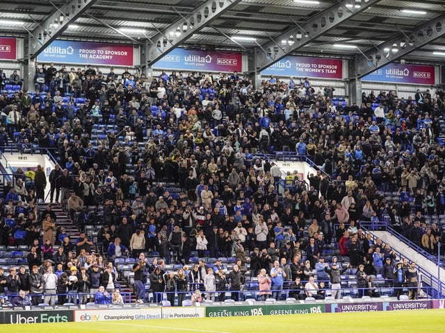 Loud and proud! There were 2,542 supporters inside Fratton Park for the Hampshire Cup contest, which also 285 Southampton fans make the trip across the M27.