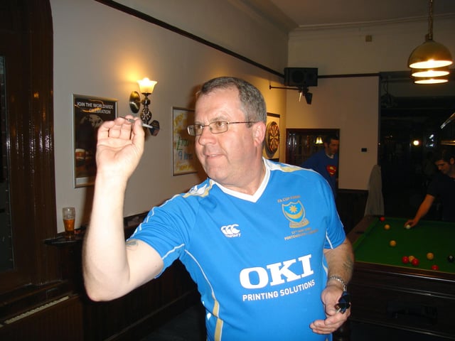 Nick Williams throws at Copnor Snooker club in 2009.