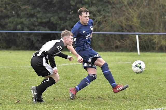 Danny Lane, right, has scored 10 HPL goals in five matches for Paulsgrove this season. Picture: Neil Marshall