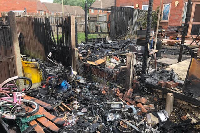 The fire damage as seen from the property in Hermitage Close. Picture: Richard Lemmer