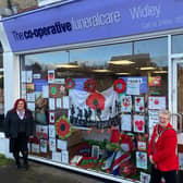 Widley Co-operative Funeralcare's Remembrance Day display with cllr Rosy Raines.