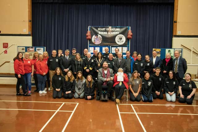 Volunteers, students and supporters from the Heart of Hayling Boxing Academy at the Hayling Community Centre on Friday, February 3.