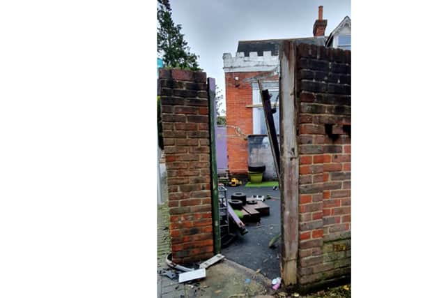 A car drove into the boundary wall of the Rainbow Corner Day Nursery in Southsea on December 18, 2020.The damage. Picture: Habibur Rahman