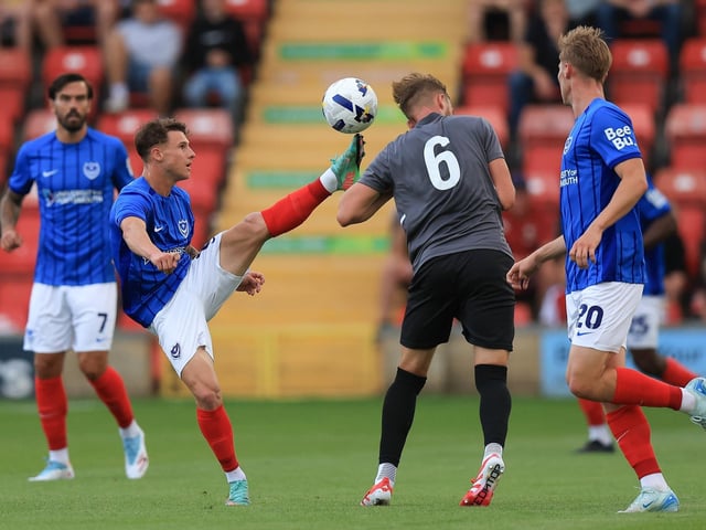 (Replaced by Thomas Waddingham on 90 mins) What a stunning debut. Following an eye-catching pre-season, was rewarded with his Pompey competitive debut and what a performance. Featuring as the number 10, his energy and work-rate was phenomenal. Capped off with the opener, having followed up after Bishop’s one-on-one was saved.