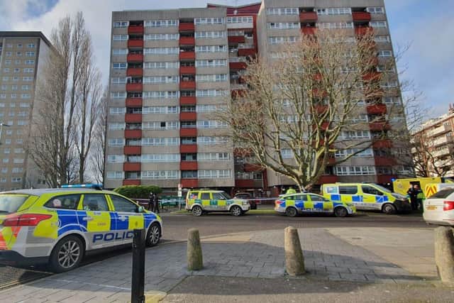 Police in Buckland near Pickwick House in Portsmouth on January 11, 2021. Picture: Habibur Rahman