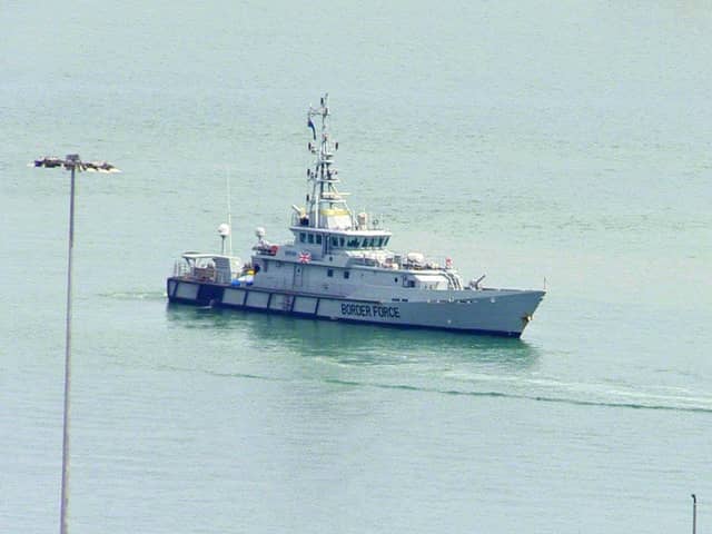 Border Force cutter Seeker in the harbour at port of Dover as more migrants are brought ashore. Picture: Michael Dummond/PA Wire