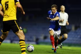 Nick Awford, pictured playing for Pompey against Northampton in 2014, has helped Baffins reserves to the brink of Hampshire Combination promotion. Picture: Joe Pepler