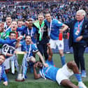 Pompey celebrate their Checkatrade Trophy triumph. Picture: Joe Pepler