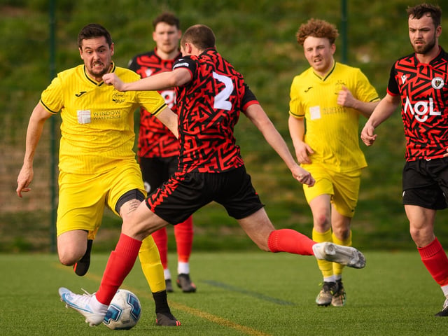 Action from Harvest's 4-1 win at home to Locks Heath (red and black kit) in the Hampshire Premier League. Picture: Keith Woodland (180321-1216)