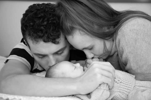 Jonny and Robyn Davis, with their second baby Orlando Davis, who was born by emergency caesarean section at Worthing Hospital on September 10 2021, but tragically died 14 days later. Family handout/PA Wire