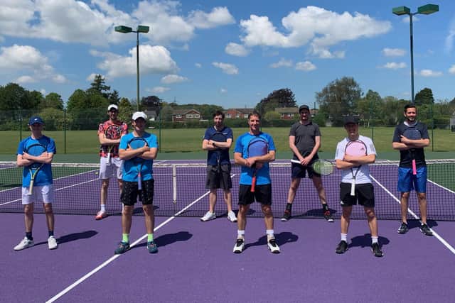 Denmead v Warsash. From left - James Sillence, Matt Prosser, Aaron Blackman, Sam Li, Ian Udal, James Craven, Greg Harrold, Matt Pond.