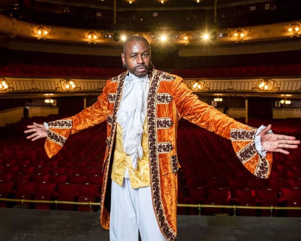 Ben Ofoedu as Dandini in The Kings Theatre's Pompey Panto Cinderella 2022