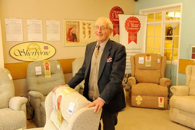 Patrick Marriott in 2016, when he was still working in the shop aged 88