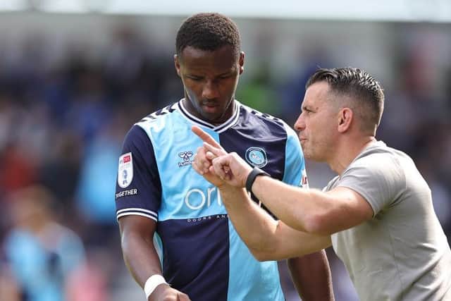 Matt Bloomfield gives out some instructions to Richard Kone during his time in charge of Wycombe Wanderers - pic: Pete Norton/Getty Images