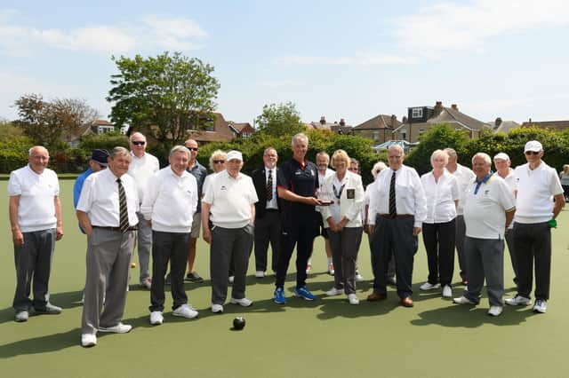 Commonwealth Games coach Kirk Smith (centre, dark top) at Gosport Bowls Club's open day. Picture: Keith Woodland